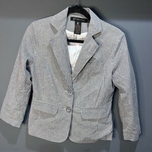 Grass Collection Black and White Striped Jacket